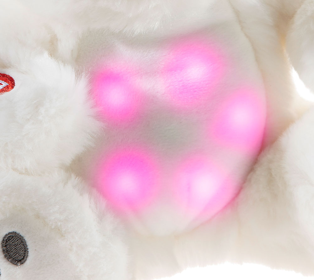 Heunec Bär MusiLEDi 20cm  - Plüschbär in beige mit Musik und Nachtlicht - Bauch leuchtet pink