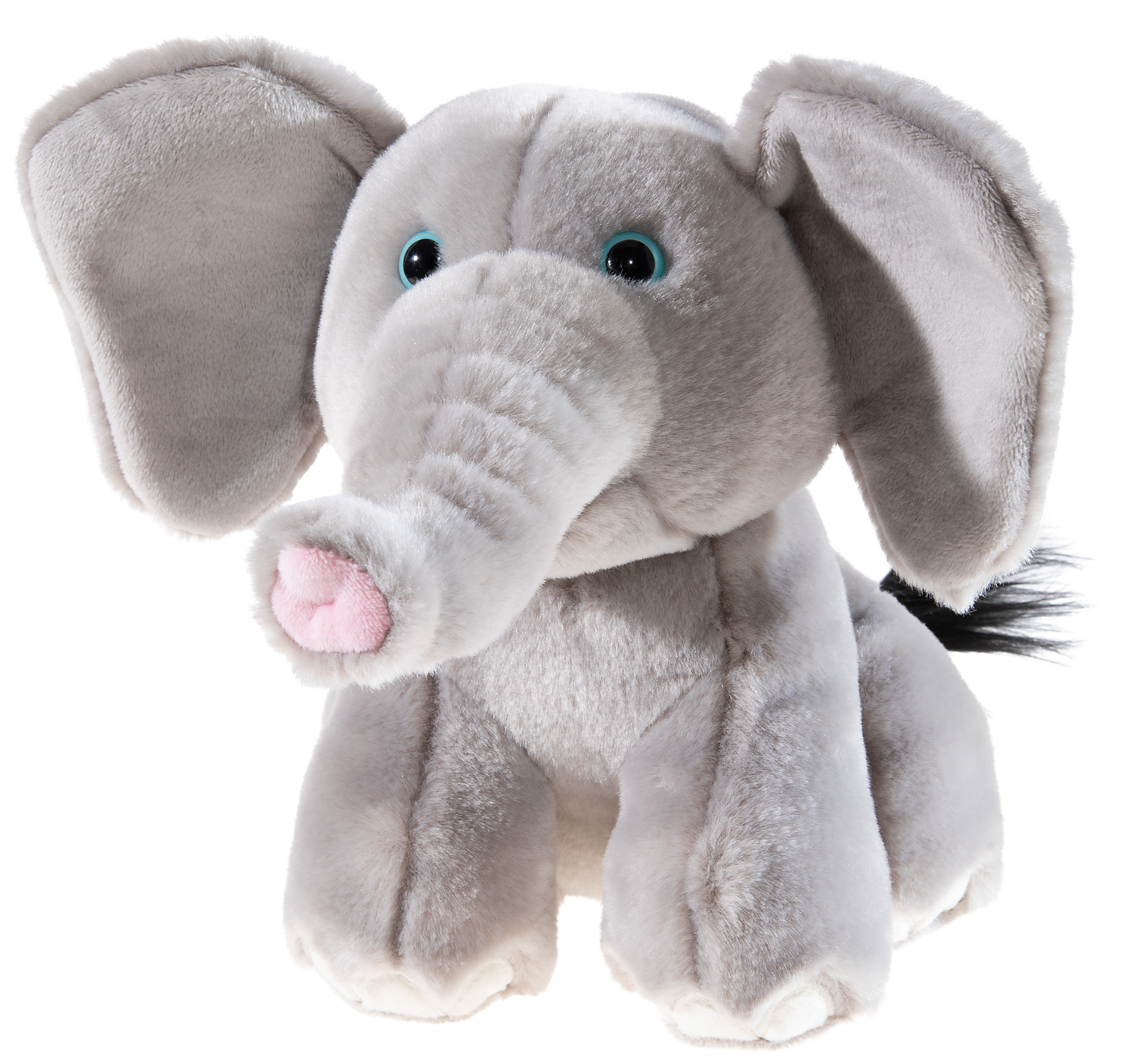 Heunec Elefant 25cm - Plüschtier Elefant  aus grauem Plüschfell in sitzender Position aus der bedrohte Tiere Serie
