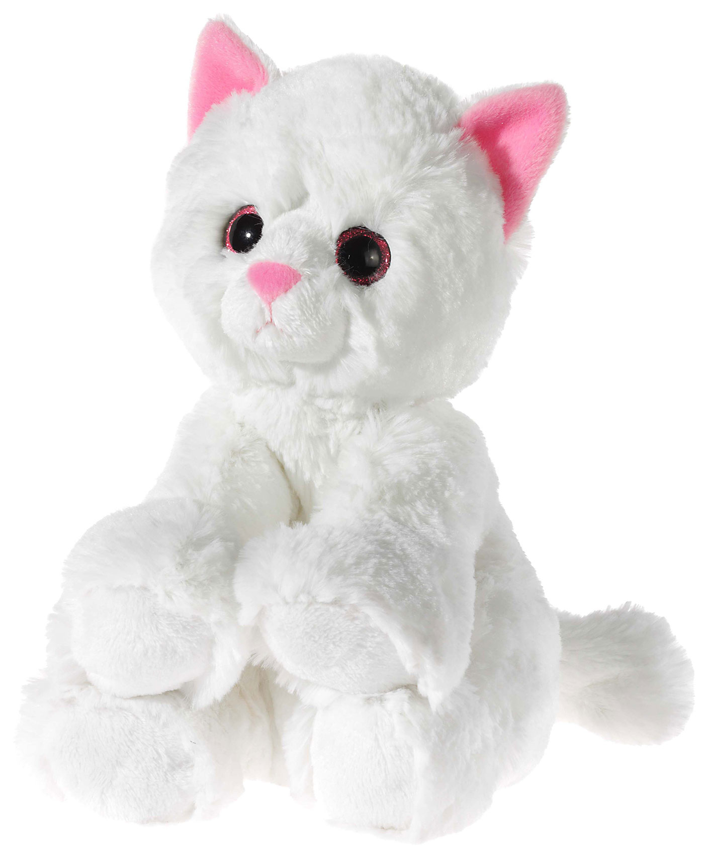 Heunec Glitter Kitty Katzenbaby 24cm - Plüsch-Kätzchen in  weiß mit rosa Ohren und Glitzeraugen