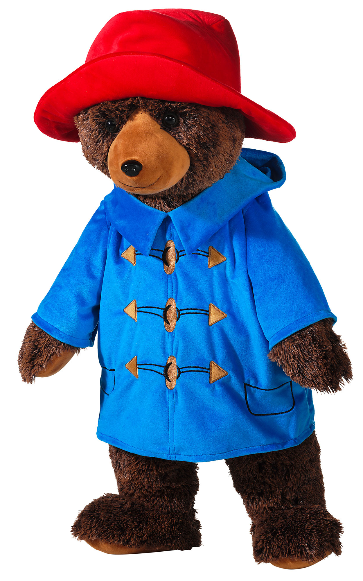 Heunec Paddington Bär mit seinem roten Hut und blauem Mantel in der 80cm Ausführung
