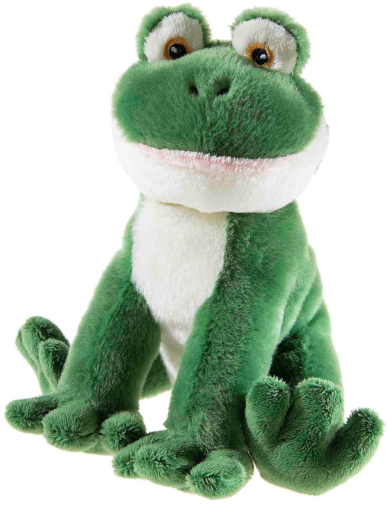 Heunec Frosch 15cm - Plüschtier Frosch in grün-weißem Plüsch in sitzender Position aus der Bottle 2 Buddy Serie