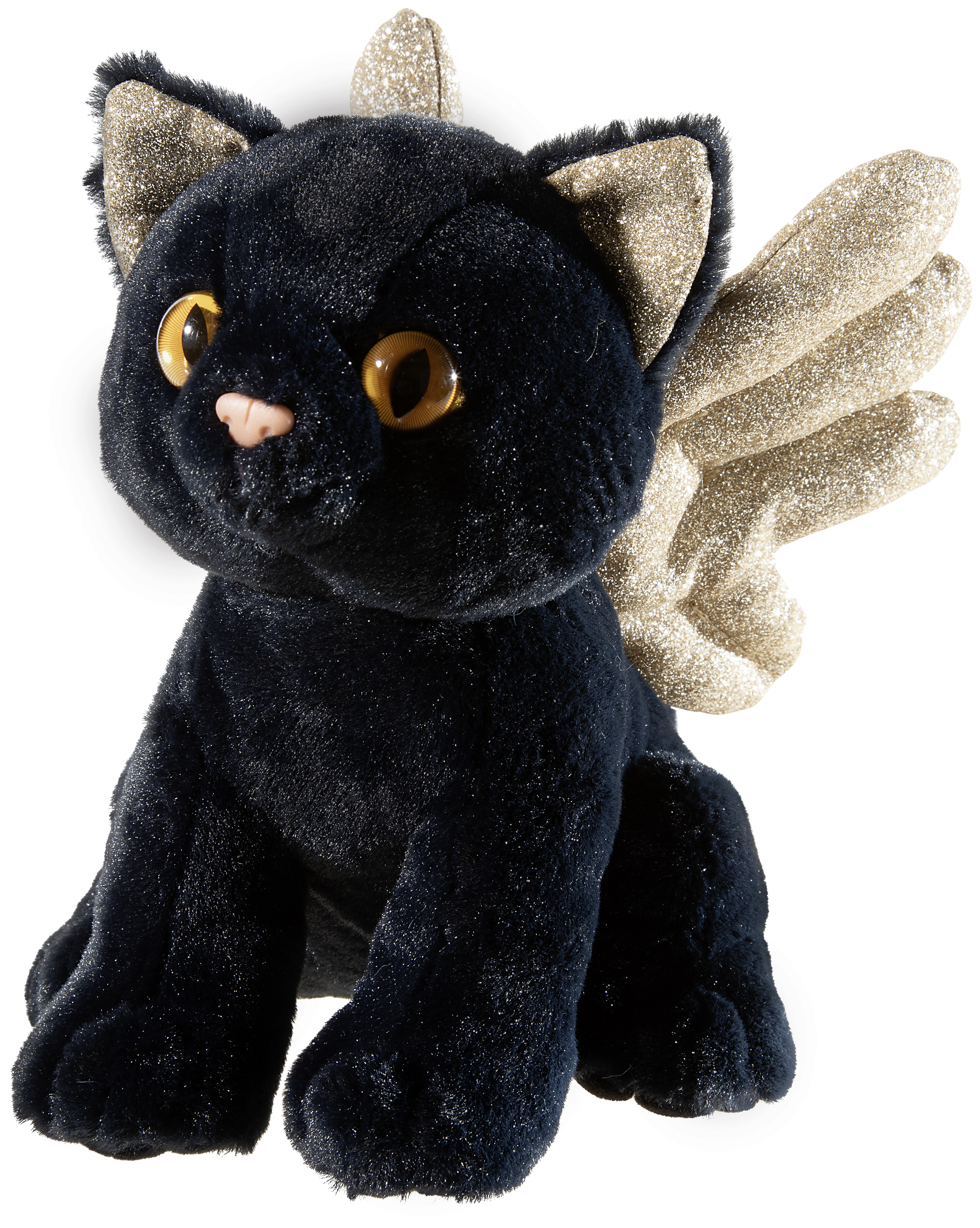 Heunec schwarze Katze mit goldenen Flügeln aus der Wings Serie in 25cm Größe