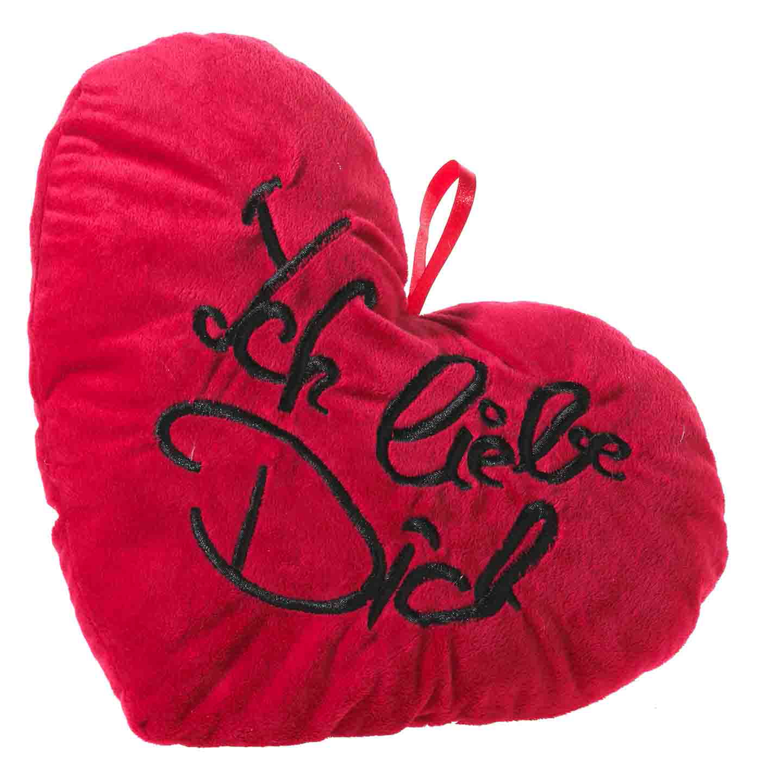 Heunec flauschiges, rotes Herz mit der Stickung "ich liebe dich"  in 38cm Größe