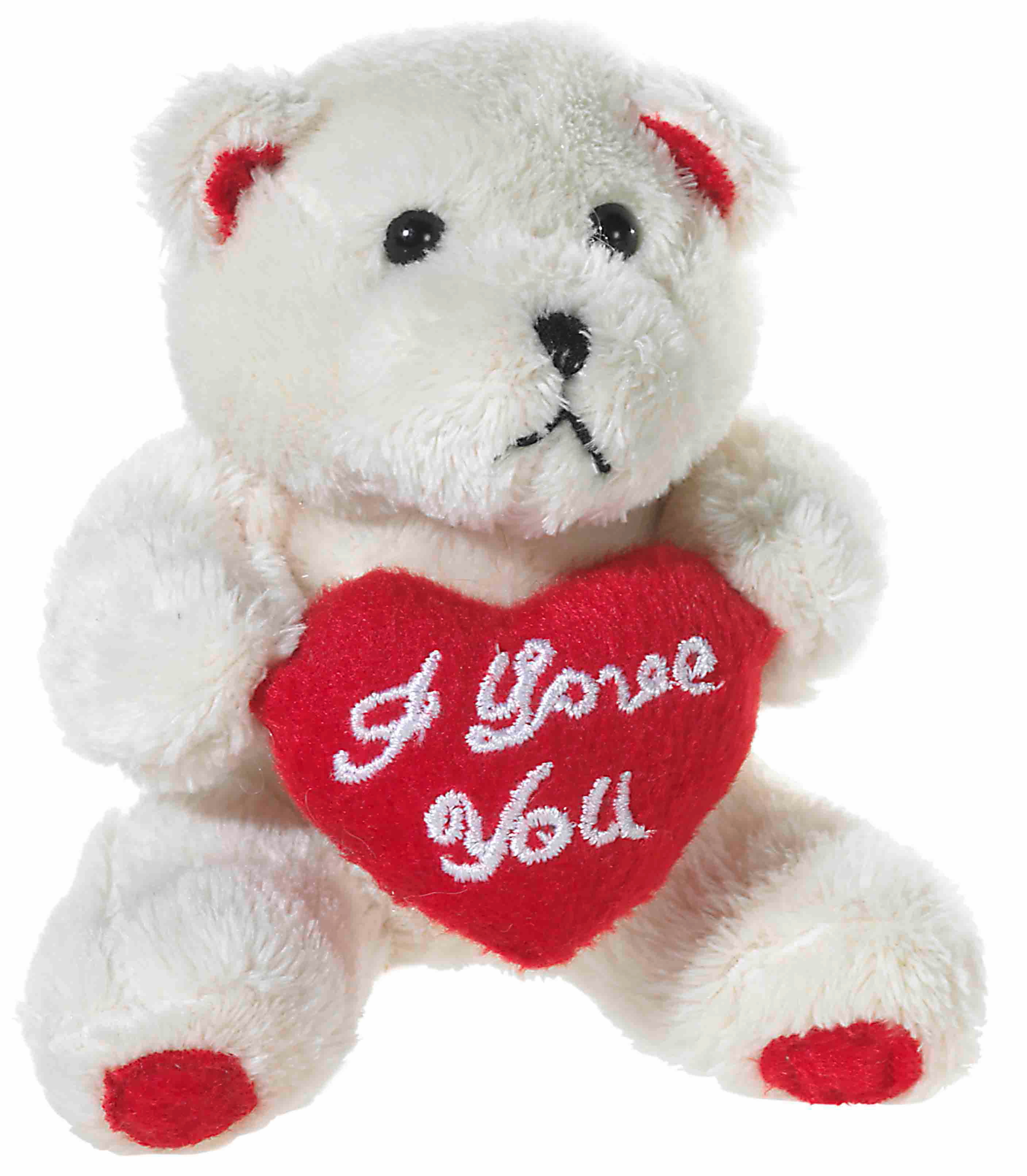 Heunec Bär 10cm - Plüschbär in beige mit rotem Herz und Bestickung "I Love you".