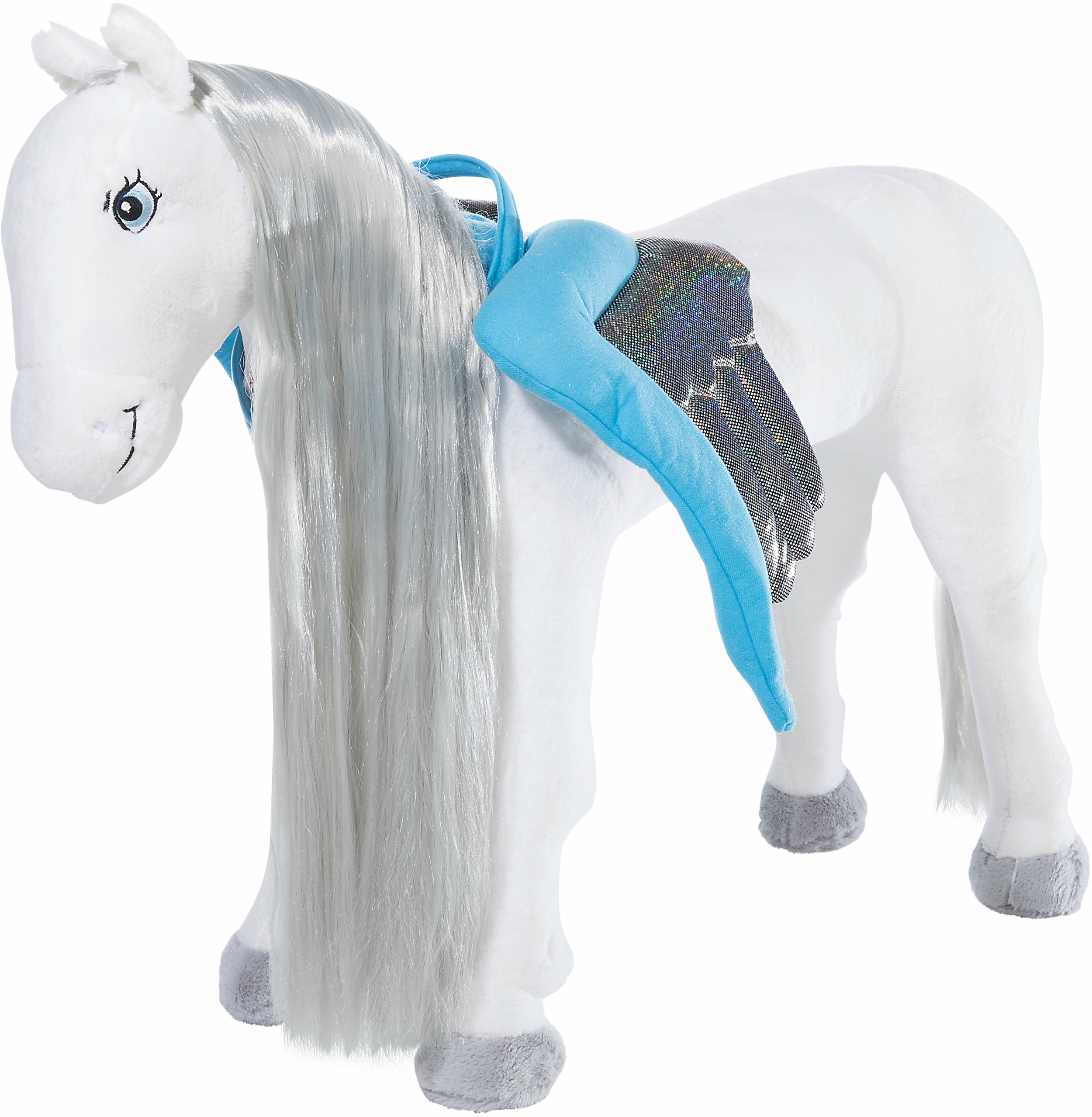 Heunec Pegasus Reitpferd mit Flügeln und langem Haar in weiß und 80cm Größe