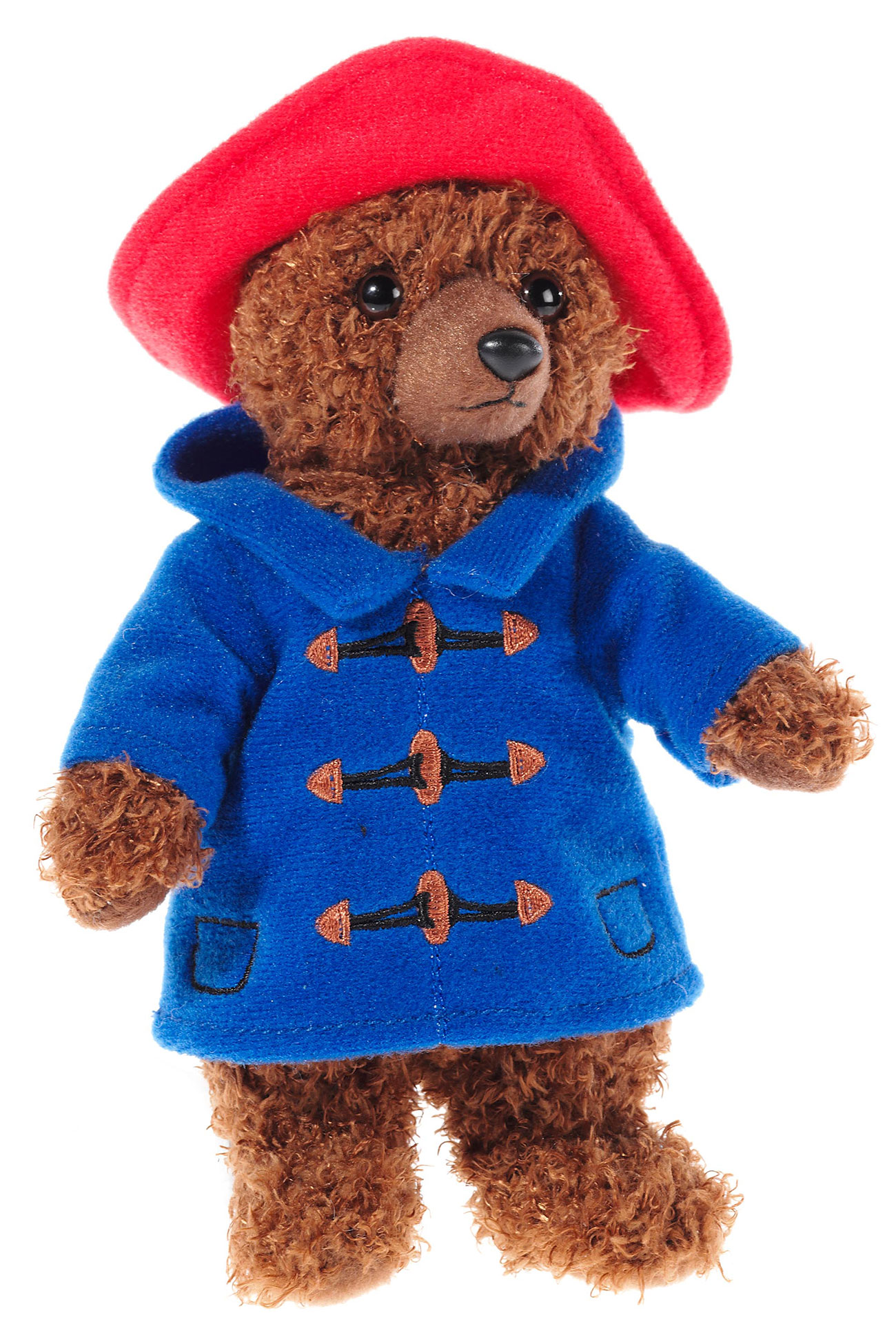 Heunec Paddington Bär mit seinem roten Hut und blauem Mantel in der 15cm Ausführung
