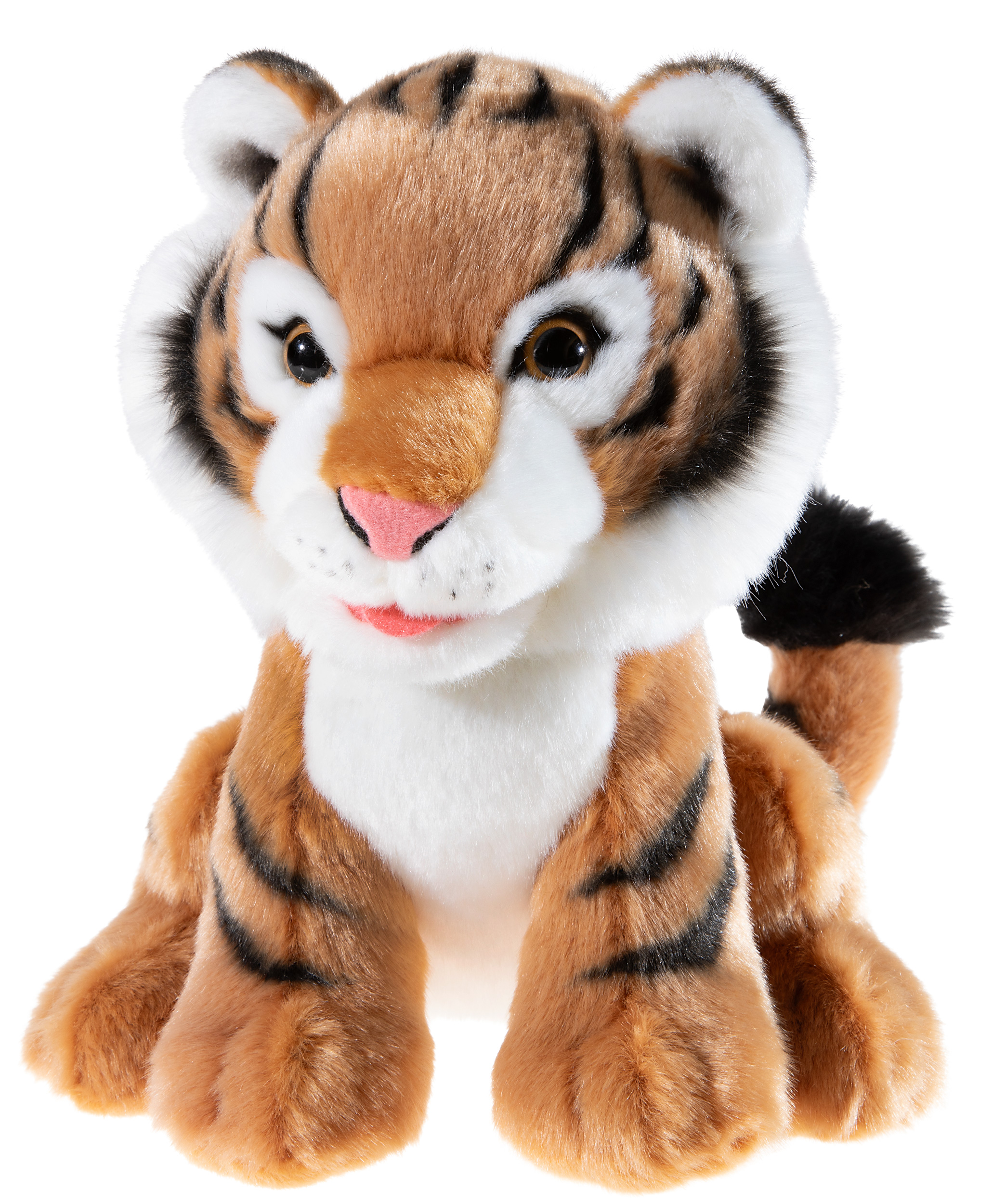 Heuenc Tiger 25cm - Plüschtiger in hellbraun mit schwarzen Streifen in sitzender Position aus der bedrohte Tiere Serie